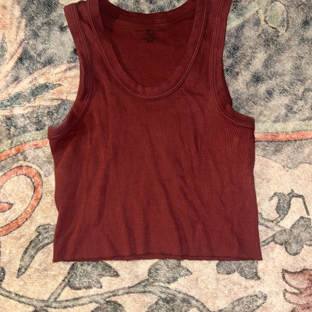 Brandy Melville Burgundy Ribbed Tank Top